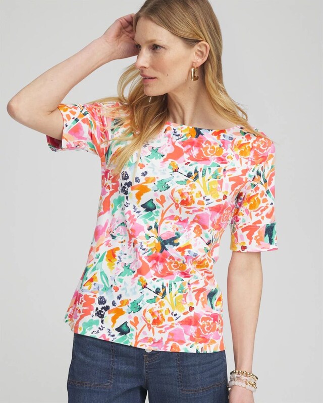Abstract Bateau Neck Tee - image 1